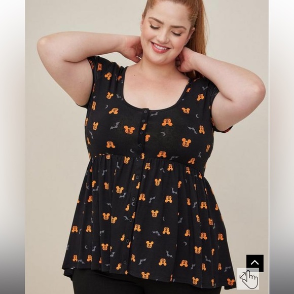 Mickey Mouse pumpkin head Lehigh low hem baby doll shirt - Picture 9 of 10